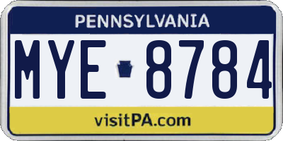 PA license plate MYE8784