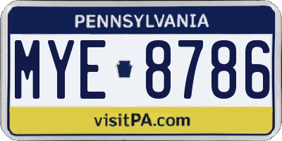 PA license plate MYE8786