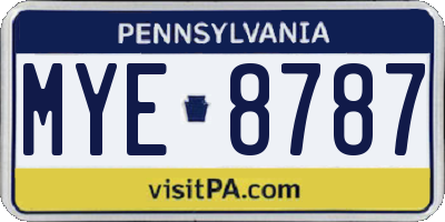 PA license plate MYE8787