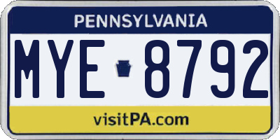PA license plate MYE8792