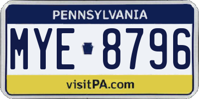 PA license plate MYE8796