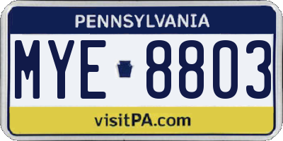 PA license plate MYE8803
