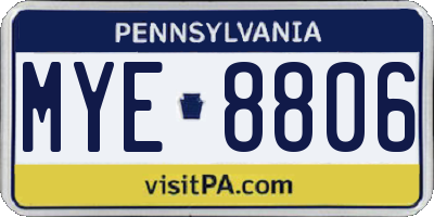 PA license plate MYE8806