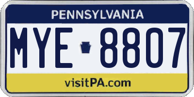 PA license plate MYE8807