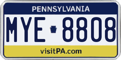 PA license plate MYE8808