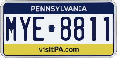 PA license plate MYE8811