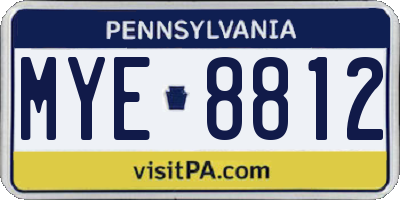 PA license plate MYE8812