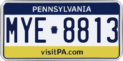 PA license plate MYE8813