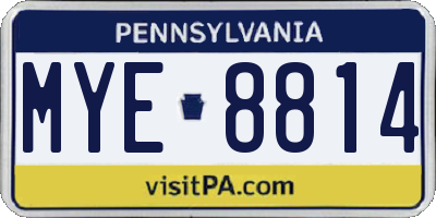 PA license plate MYE8814