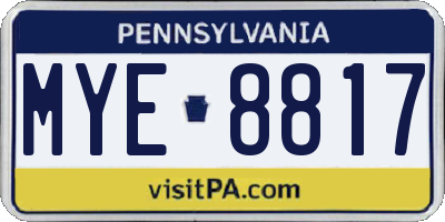 PA license plate MYE8817