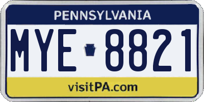 PA license plate MYE8821