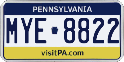 PA license plate MYE8822