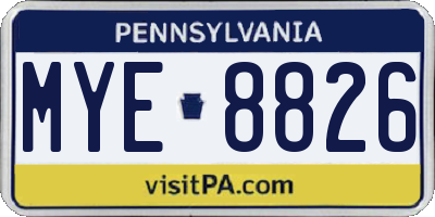 PA license plate MYE8826
