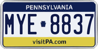 PA license plate MYE8837
