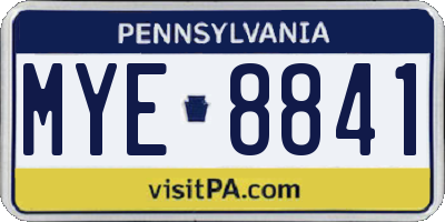 PA license plate MYE8841