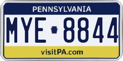 PA license plate MYE8844