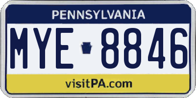 PA license plate MYE8846