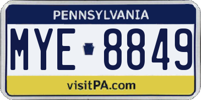 PA license plate MYE8849