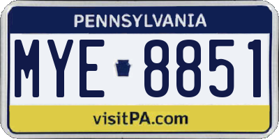 PA license plate MYE8851