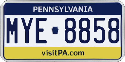 PA license plate MYE8858