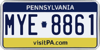 PA license plate MYE8861