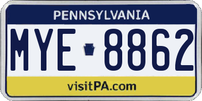 PA license plate MYE8862