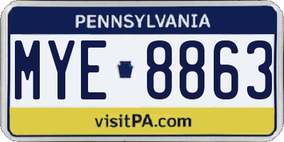 PA license plate MYE8863