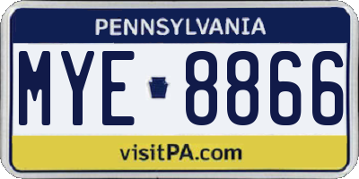 PA license plate MYE8866