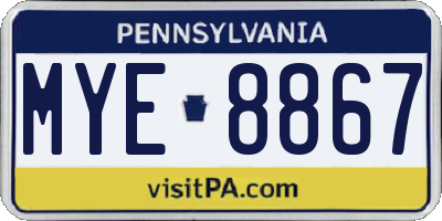 PA license plate MYE8867