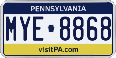 PA license plate MYE8868