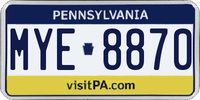 PA license plate MYE8870