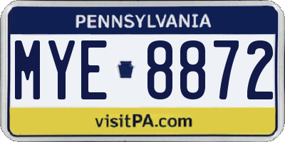 PA license plate MYE8872