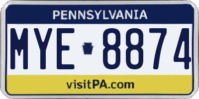 PA license plate MYE8874