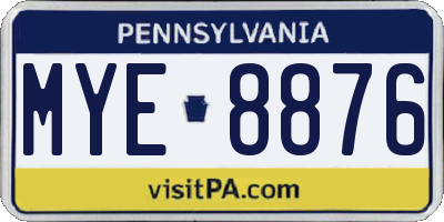 PA license plate MYE8876
