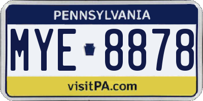 PA license plate MYE8878