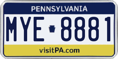 PA license plate MYE8881