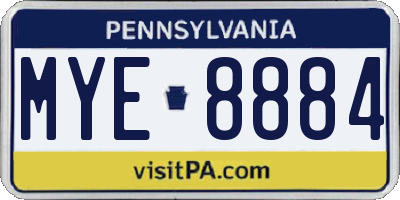 PA license plate MYE8884