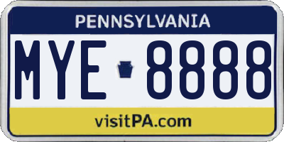 PA license plate MYE8888