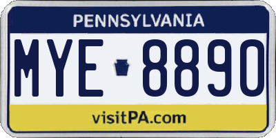 PA license plate MYE8890