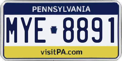 PA license plate MYE8891