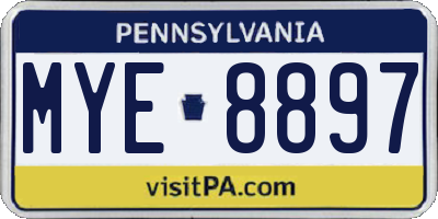 PA license plate MYE8897
