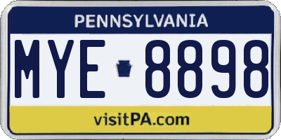 PA license plate MYE8898