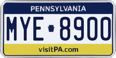 PA license plate MYE8900