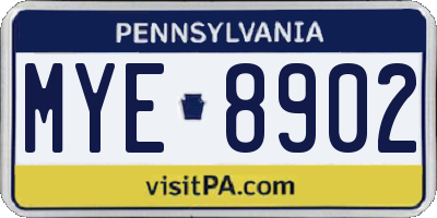 PA license plate MYE8902
