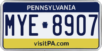 PA license plate MYE8907