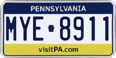 PA license plate MYE8911