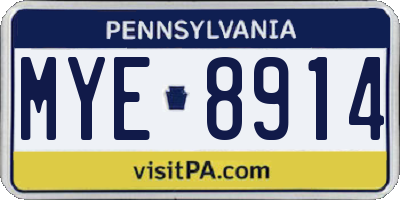 PA license plate MYE8914