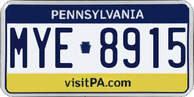 PA license plate MYE8915