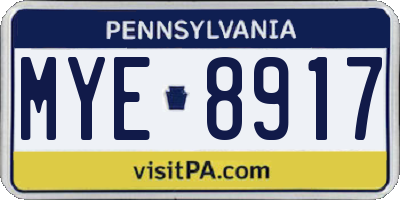 PA license plate MYE8917