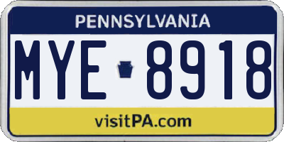PA license plate MYE8918